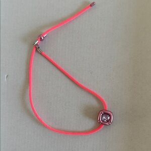 Pink Cord Necklace with Crystal Accent